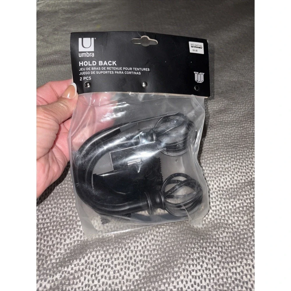UMBRA Gazebo Black &‎ Silver Drapery Holdback Set of 2 NEW
